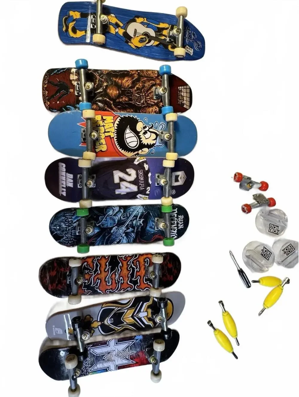 Vintage 8x Tech Deck Skate Co. 96 mm Fingerboard Skateboard Lot